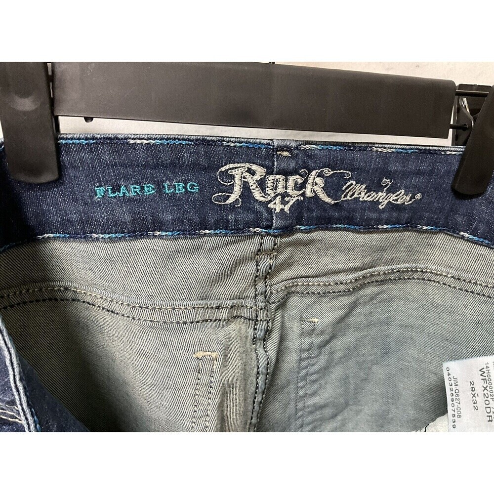 Wrangler Rock 47 Womens Jeans 29W 32L Flare Leg Blue Jeans Stretch Excellent E1 - Picture 6 of 10